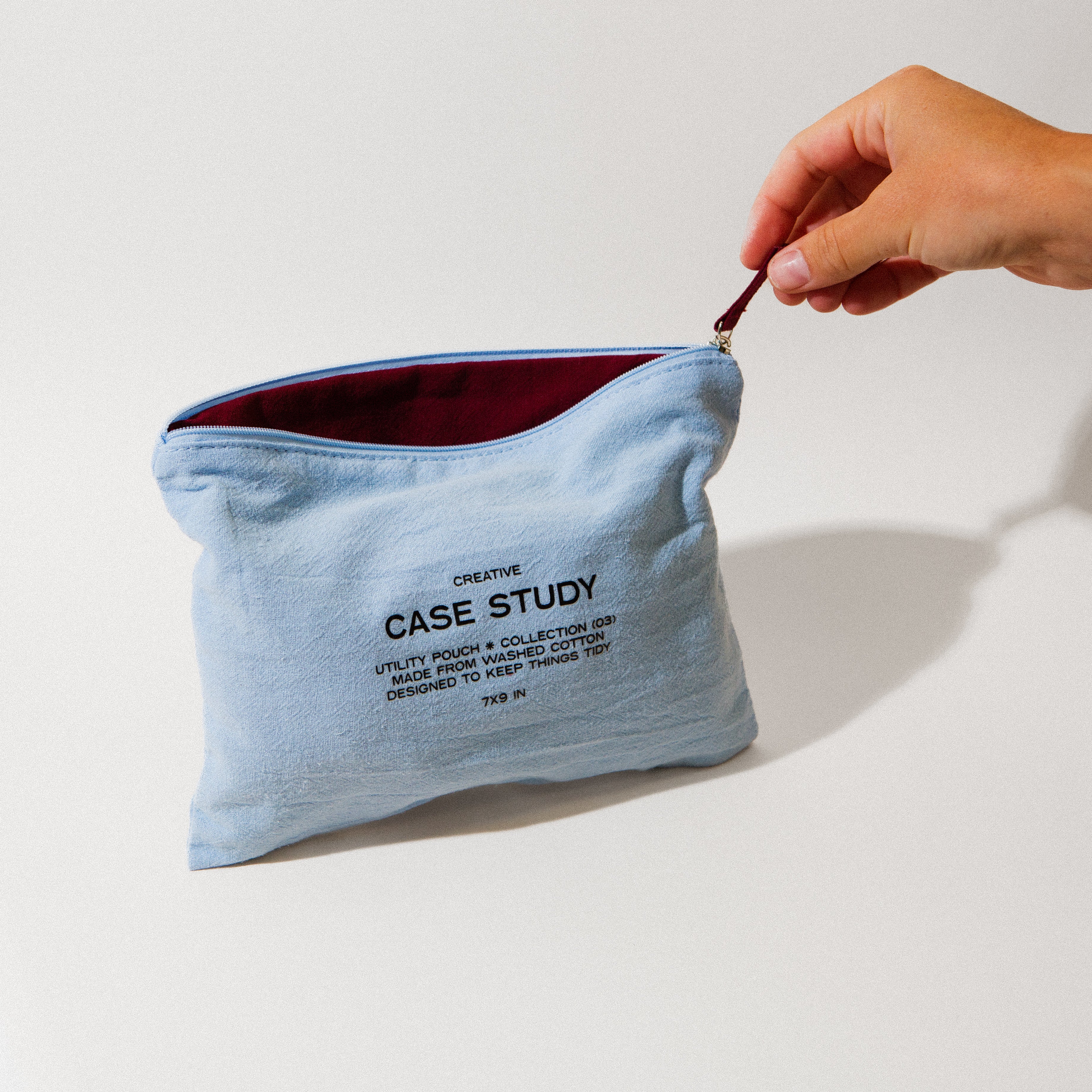 Washed Cotton Zipper Pouch - Image 8
